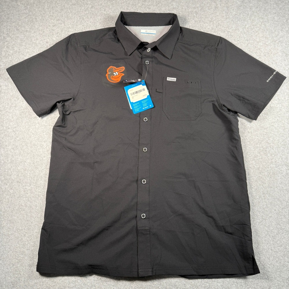 Columbia PFG Baltimore Orioles Shirt Mens Small Black Tamiami Fishing UPF 50 NEW